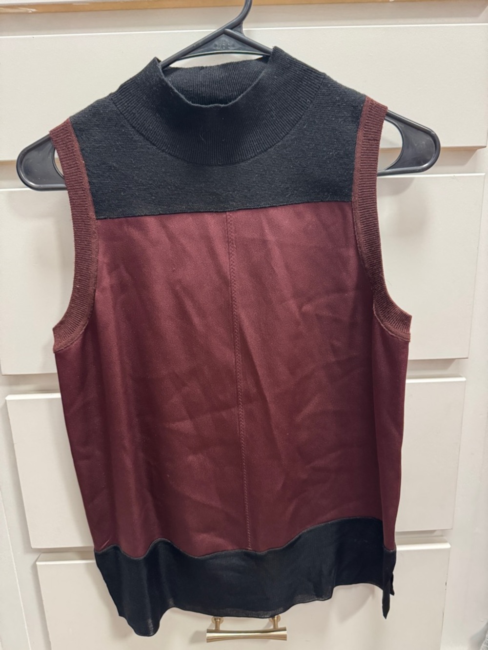 rag & bone Burgundy and Black Mock Neck Sleeveless Top